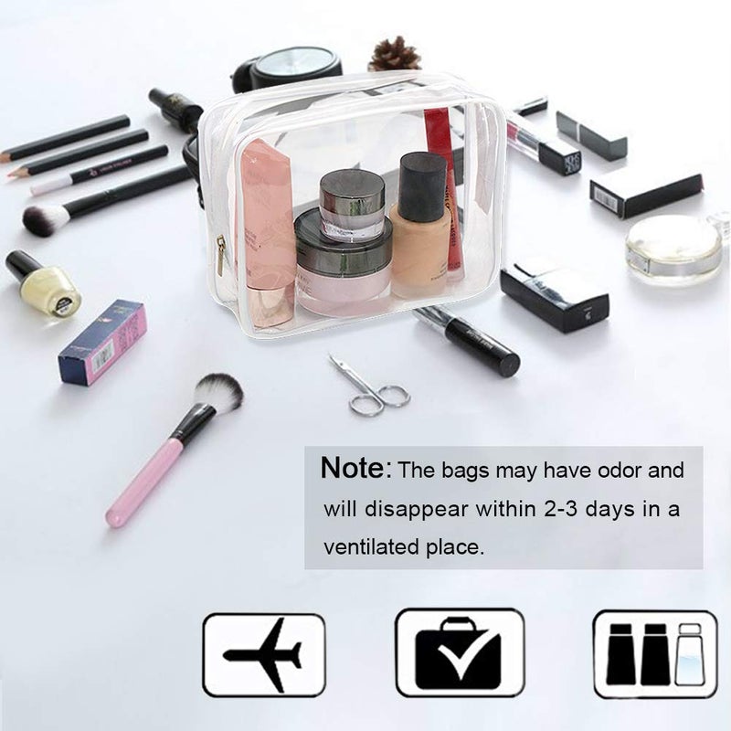 APREUTY Clear Makeup Bags, TSA Approved 6Pcs Cosmetic Makeup Bags Set Clear PVC with Zipper Handle Portable Travel Luggage Pouch Airport Airline Organization (White) - Image 5